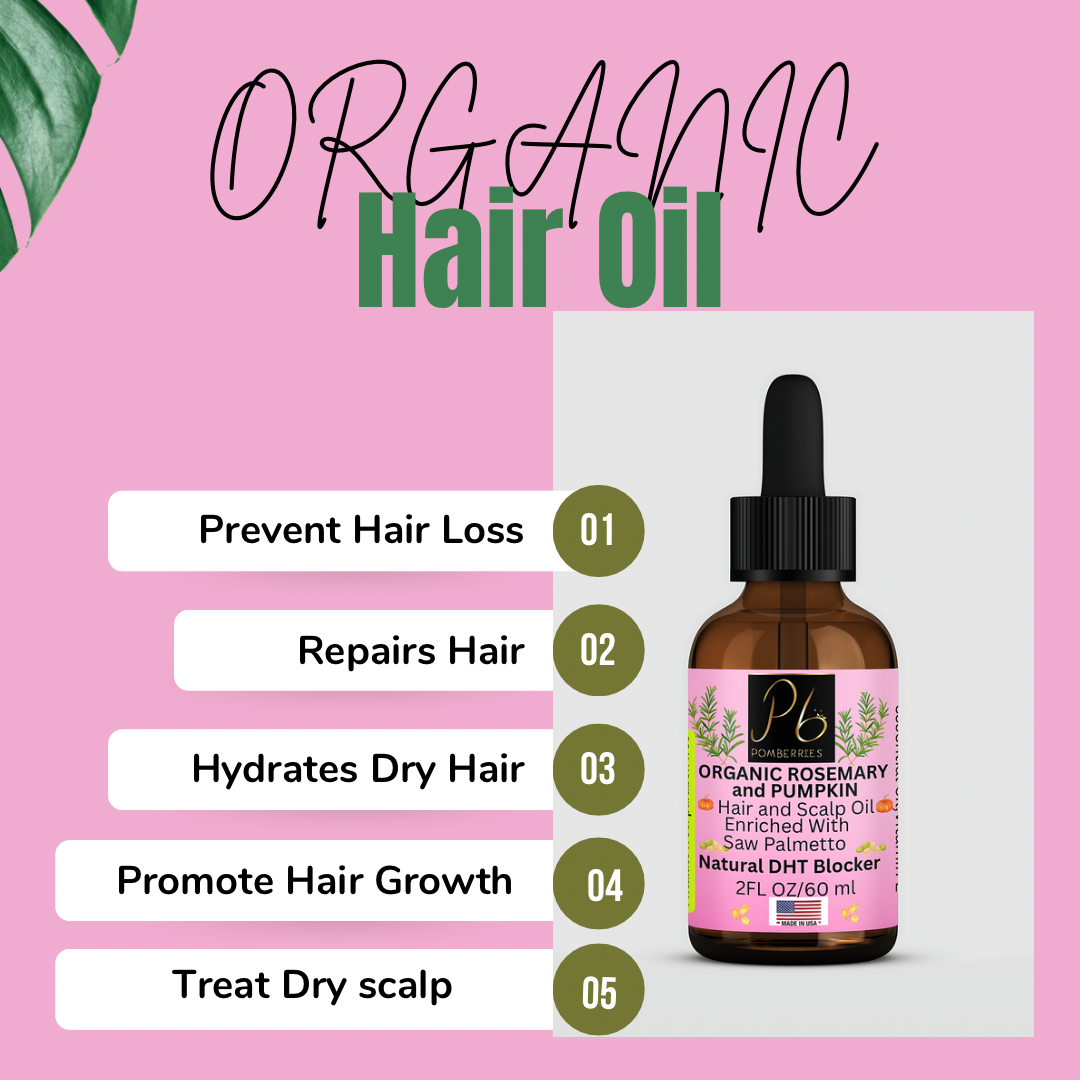 Organic Rosemary Mint Scalp & Hair Repair and Growth Oil With Organic Pumpkin Seed Oil, Organic Peppermint Essential Oil, Saw Palmetto Oil 2 fl oz