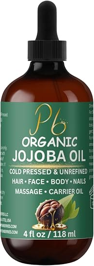 Organic Golden Jojoba Oil – 4 fl oz | Cold-Pressed & Unrefined | Face, Hair & Skin Moisturizer | Non-Comedogenic, Fast-Absorbing | Pure Carrier Oil in Amber Glass Bottle