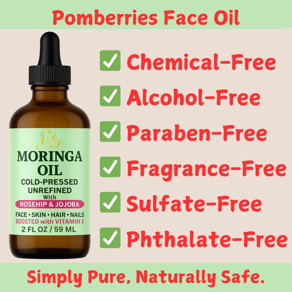 Moringa Oil Face Serum for Women with Rosehip, Jojoba & Vitamin E – Cold-Pressed, Unrefined & Lightweight Face Oil Serum – Hydrating, Anti-Aging & Moisturizing Skin Care for Healthy-Looking Skin