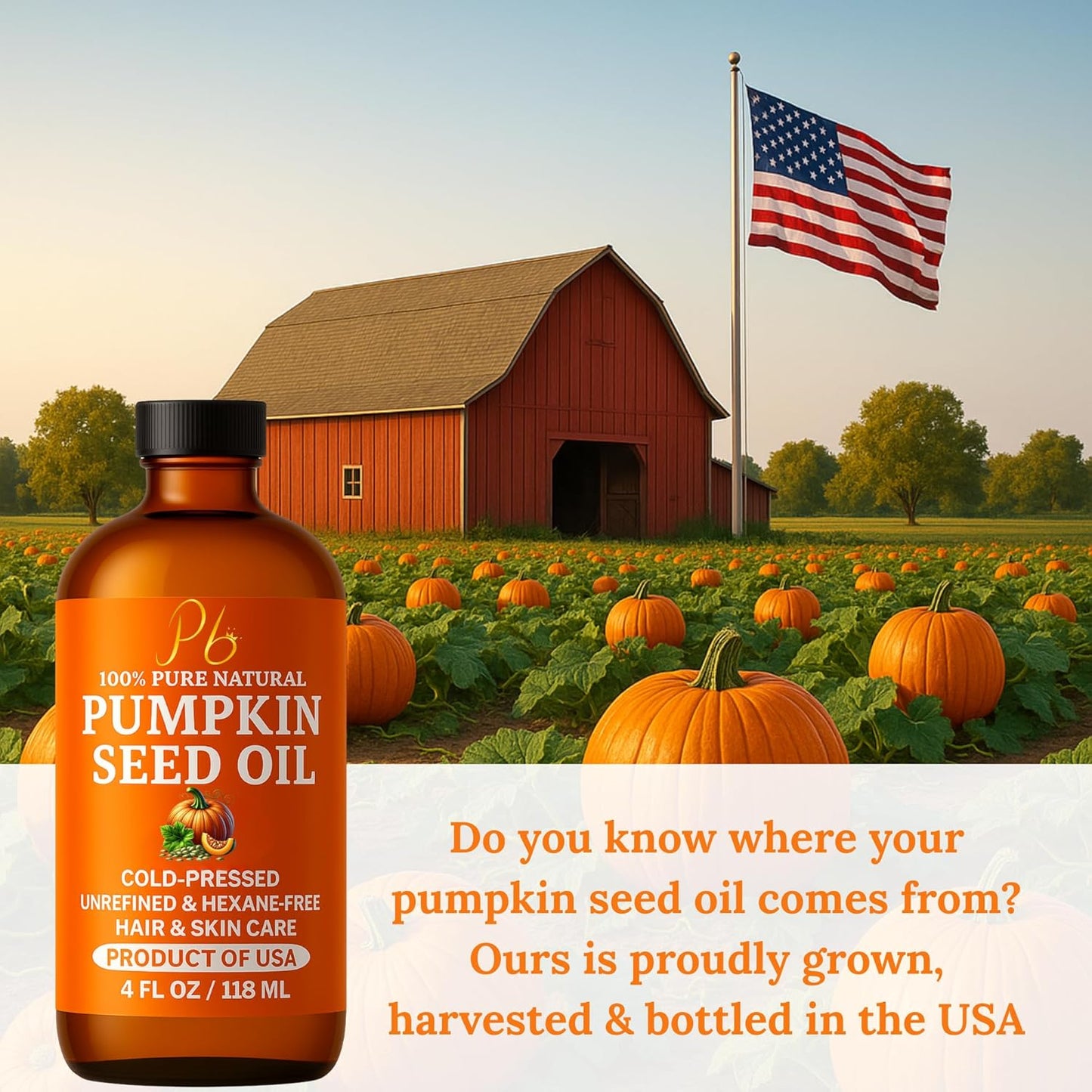 Pumpkin Seed Oil – Cold-Pressed & 100% Pure, Unrefined, Pumpkin Oil for Hair Growth, Dry Skin & Face – Natural Anti-Aging Moisturizer & Hair Oil for Dry, Damaged Hair – Glass Bottle, 4 fl oz