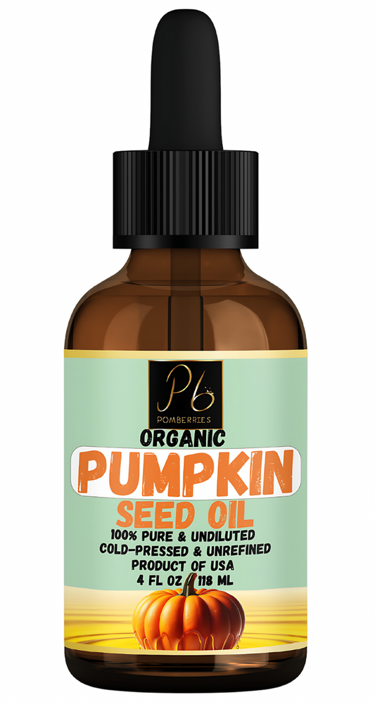Pomberries Organic Cold-Pressed Pumpkin Seed Oil for Hair and Skin Care