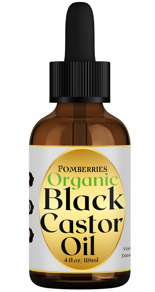 Organic Black Castor Oil 100% Pure Hair Oil, Hexane Free, Fuller Eyelashes & Eyebrows, Moisturizes, Cleanses Skin, Organic Carrier Oil 4 fl oz Glass Bottle