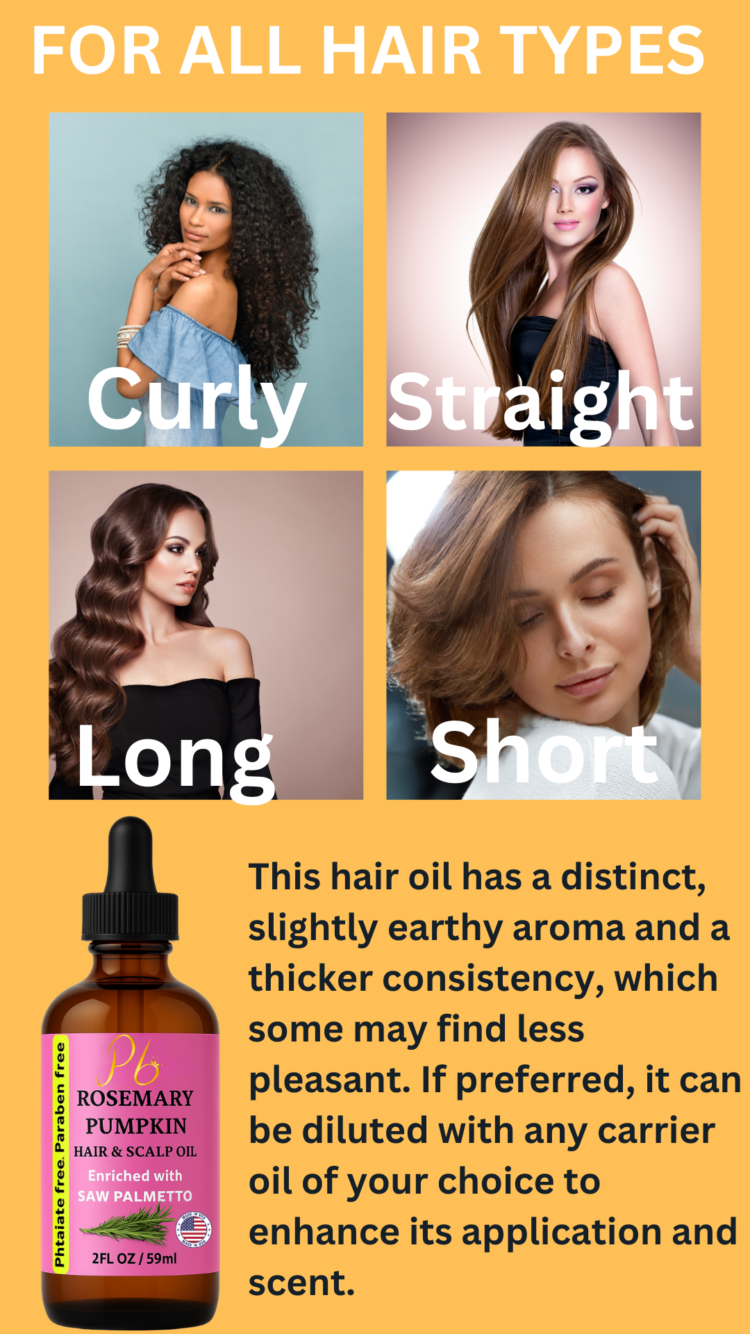Rosemary Hair Oil – Rosemary & Pumpkin Seed Oil for Hair & Scalp – With Saw Palmetto, Mint & Vitamin E – Deep Conditioning & Nourishing, - Rosemary Oil 2 fl oz