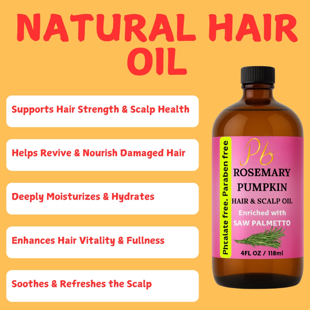 Rosemary Hair growth Oil,With Pumpkin Seed Oil, Peppermint Essential Oil, Saw Palmetto Oil 4 fl oz