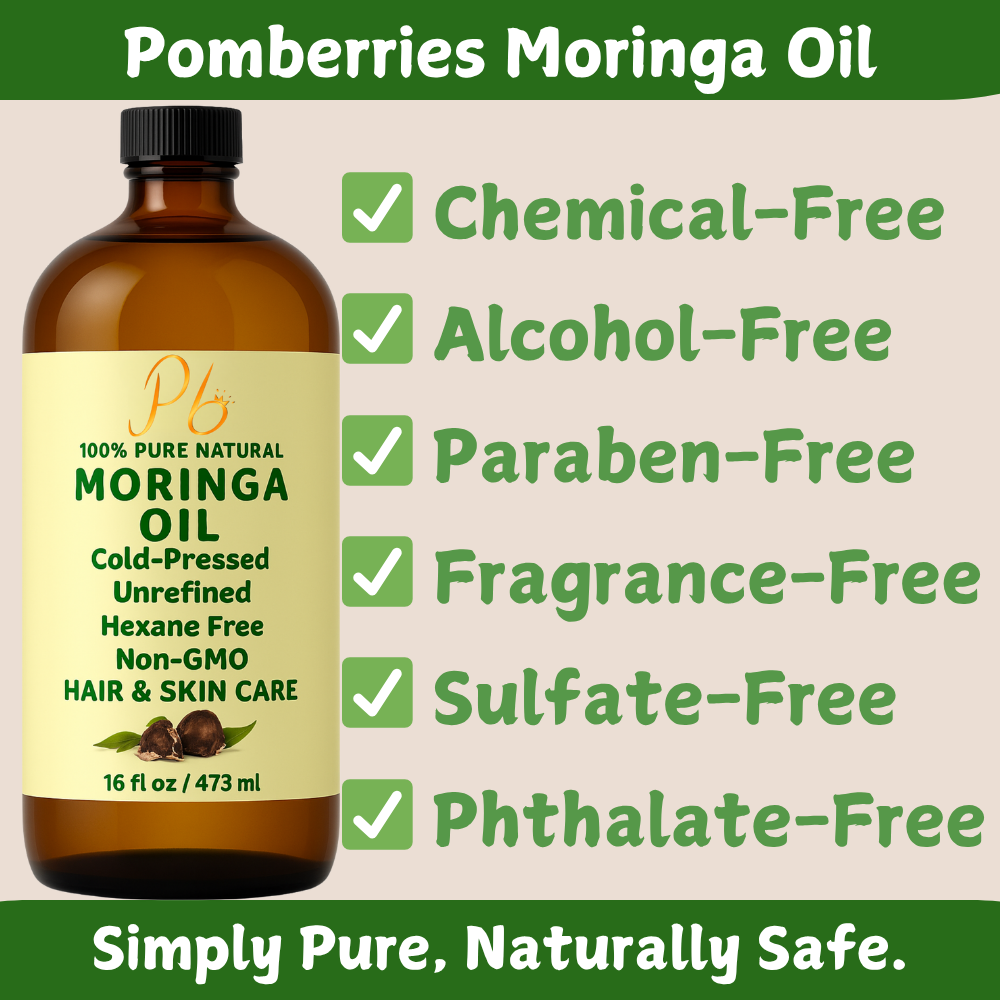 Moringa Oil – 100% Pure, Cold-Pressed & Unrefined – Moringa Seed Oil for Face, Skin, Hair & Body – Hydrating, Anti-Aging Moisturizer – 16 fl oz Amber Glass Bottle with Pump