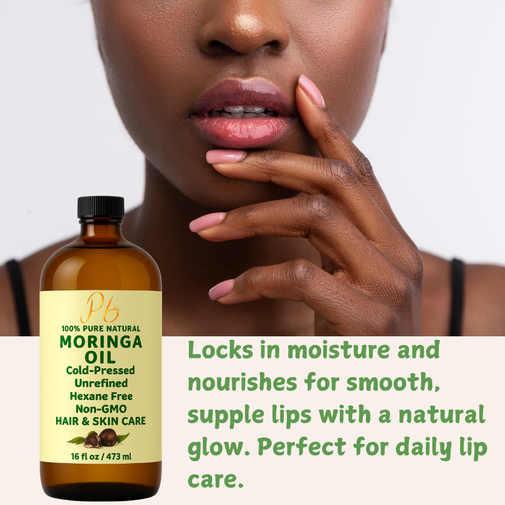 Moringa Oil – 100% Pure, Cold-Pressed & Unrefined – Moringa Seed Oil for Face, Skin, Hair & Body – Hydrating, Anti-Aging Moisturizer – 16 fl oz Amber Glass Bottle with Pump