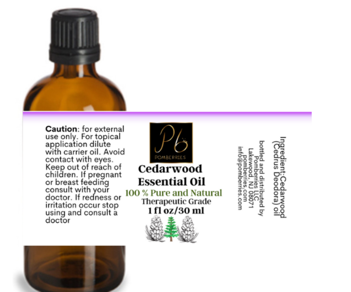 Cedarwood Essential Oil (Himalayan) 100% Pure Natural Therapeutic Grade Oil for Hair Skin 1 fl oz by Pomberries