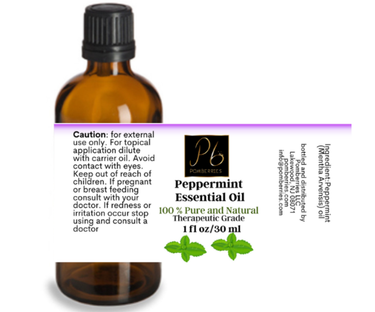 Peppermint (Arvensis) Essential Oil 100% Pure Natural Therapeutic Grade Oil for Hair Skin Aromatherapy 1 fl oz by Pomberries