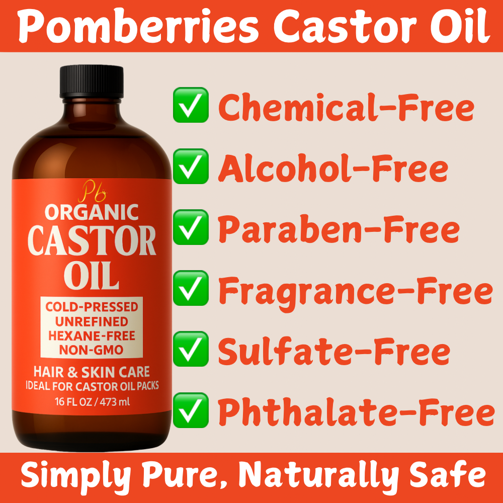 Organic Cold-Pressed Castor Oil – 16 fl oz | Hexane-Free, Unrefined | Amber Glass Bottle with Pump | Hair, Scalp & Skin Moisturizer | Lash, Brow & Beard Oil | Castor Oil Packs for Detox & Wellness