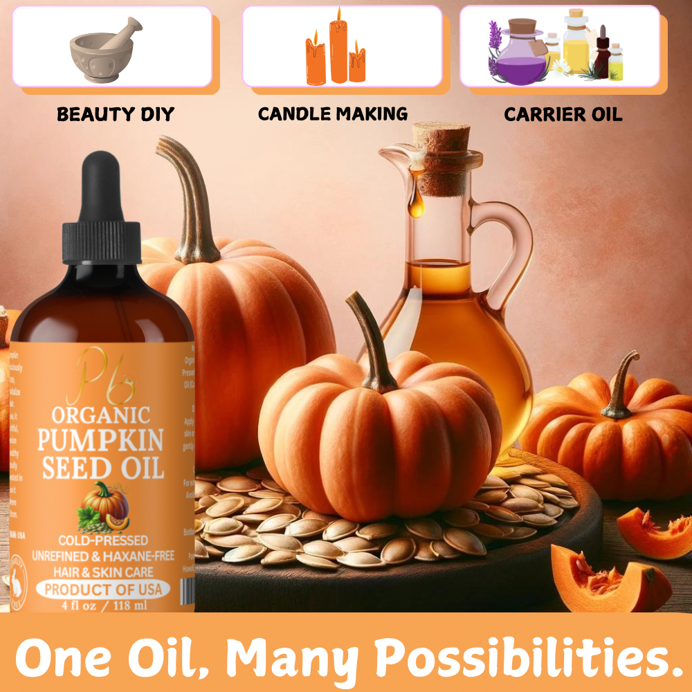 Pomberries Organic Cold-Pressed Pumpkin Seed Oil for Hair and Skin Care