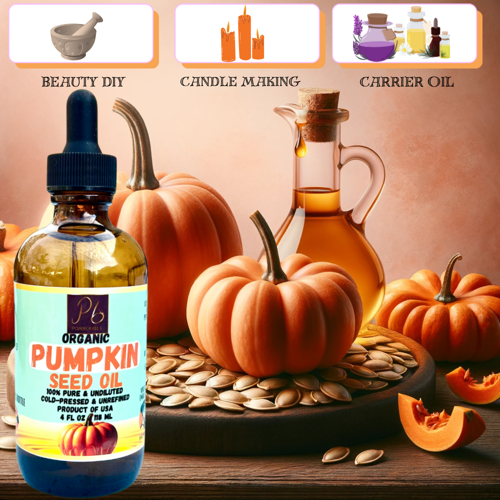 Pomberries Organic Cold-Pressed Pumpkin Seed Oil for Hair and Skin Care