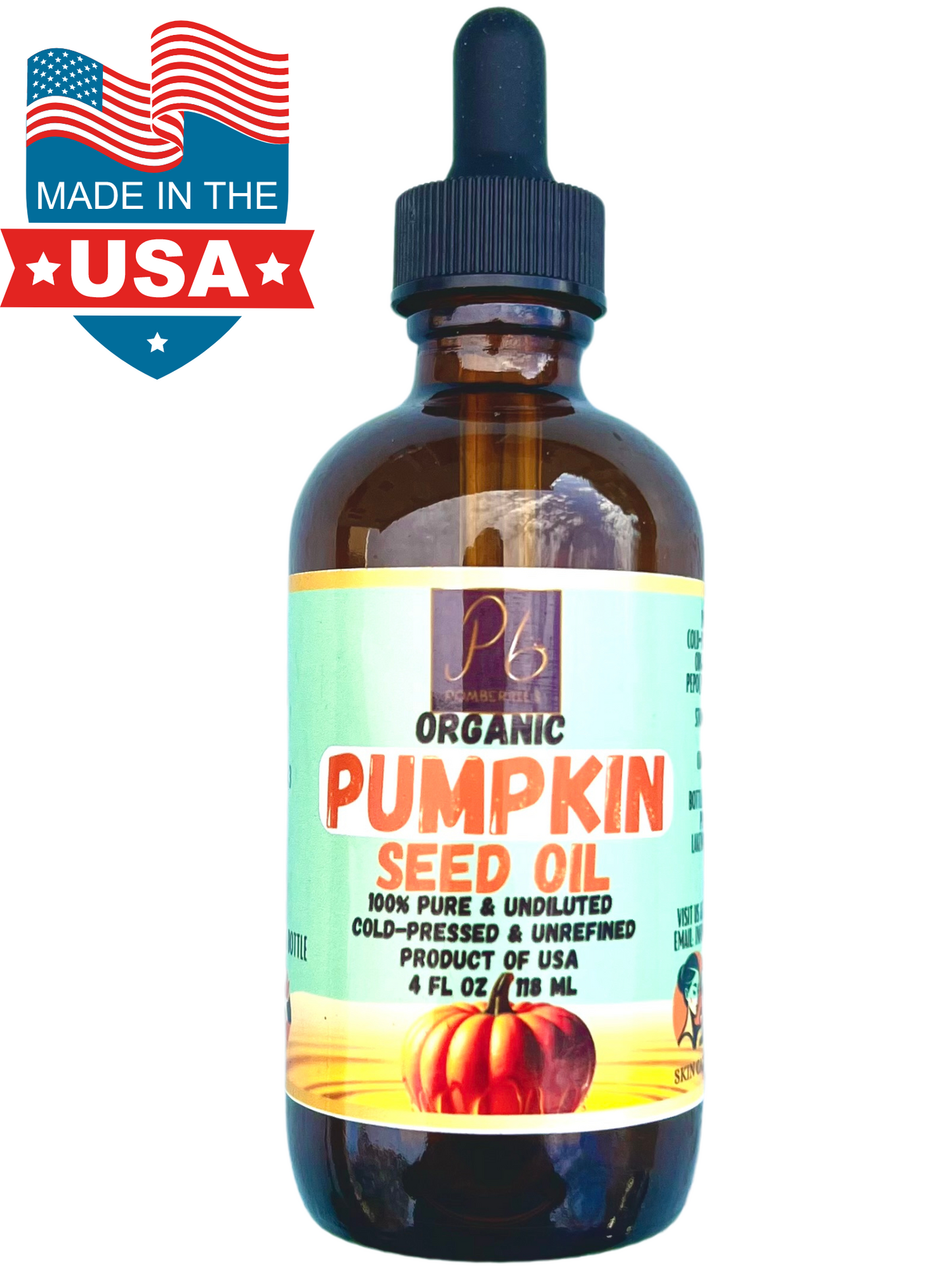 Pomberries Organic Cold-Pressed Pumpkin Seed Oil for Hair and Skin Care