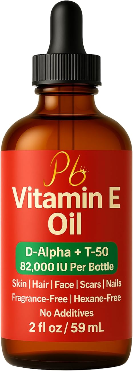 Vitamin E Oil – 82,000 IU | Broad-Spectrum Tocopherols (D-Alpha, Gamma, Beta, Delta) | Scar, Stretch Mark & Dry Skin Care | Face, Hair, Body & Massage – 2 fl oz Glass Bottle, Made in USA
