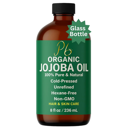 Organic Jojoba Oil – 100% Pure, Cold-Pressed & Unrefined | Hexane-Free Natural Moisturizer for Face, Hair, Skin & Nails – 8 fl oz Glass Bottle