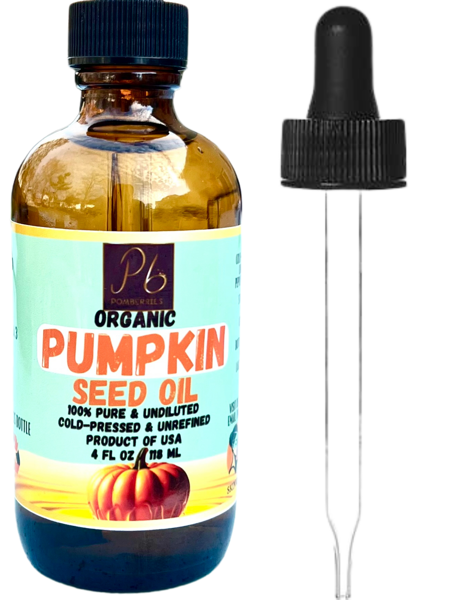 Pomberries Organic Cold-Pressed Pumpkin Seed Oil for Hair and Skin Care