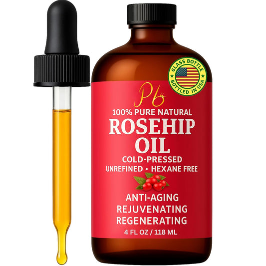Rosehip Oil – Cold-Pressed & Unrefined, Rosehip Oil for Face, Skin & Hair – Rose hip oil for Scars, Wrinkles, Stretch Marks, Daily Hydration & Gua Sha Massage, 4 fl oz