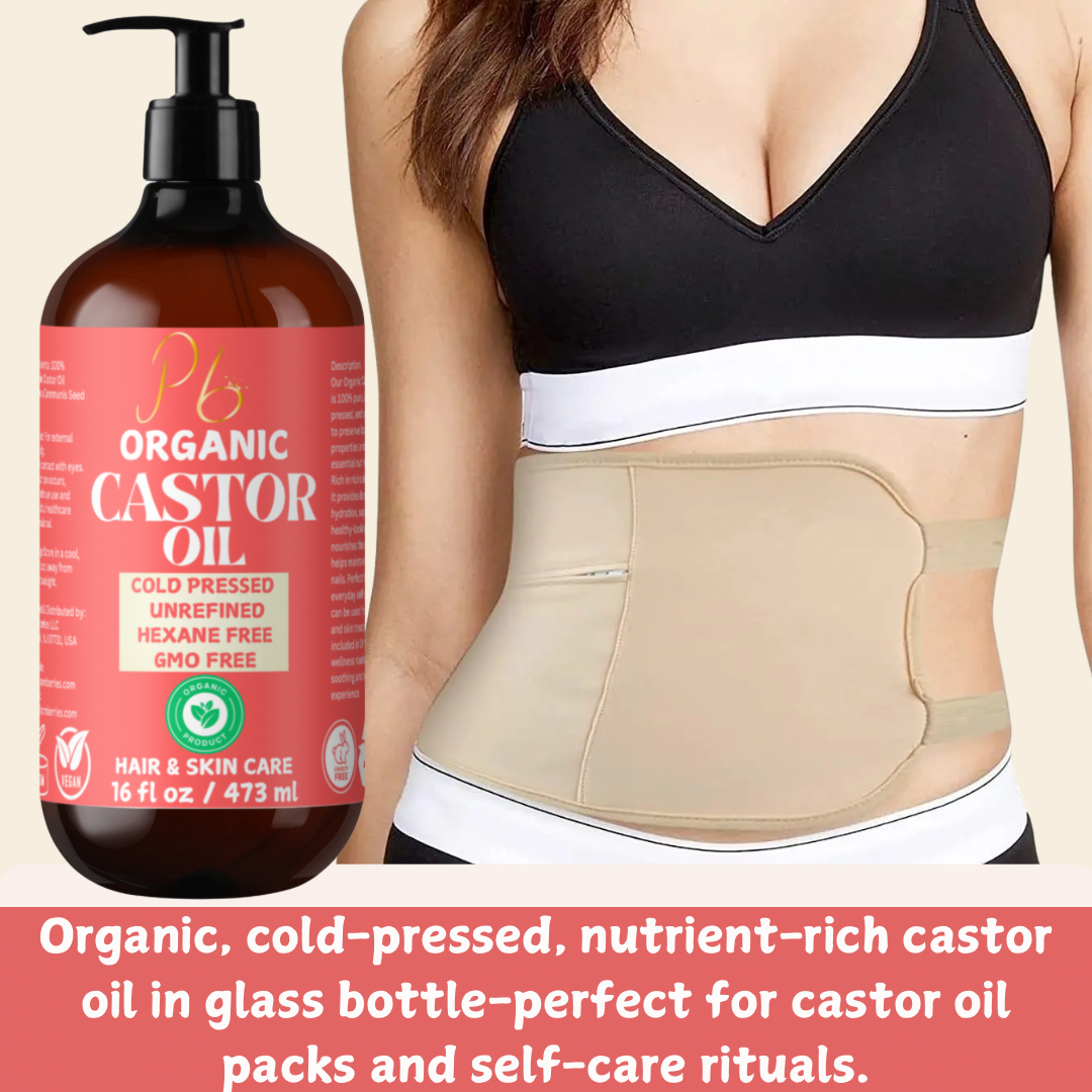 Organic Castor Oil, Cold-Pressed Castor Oil in Glass Bottle with Pump 16 fl oz