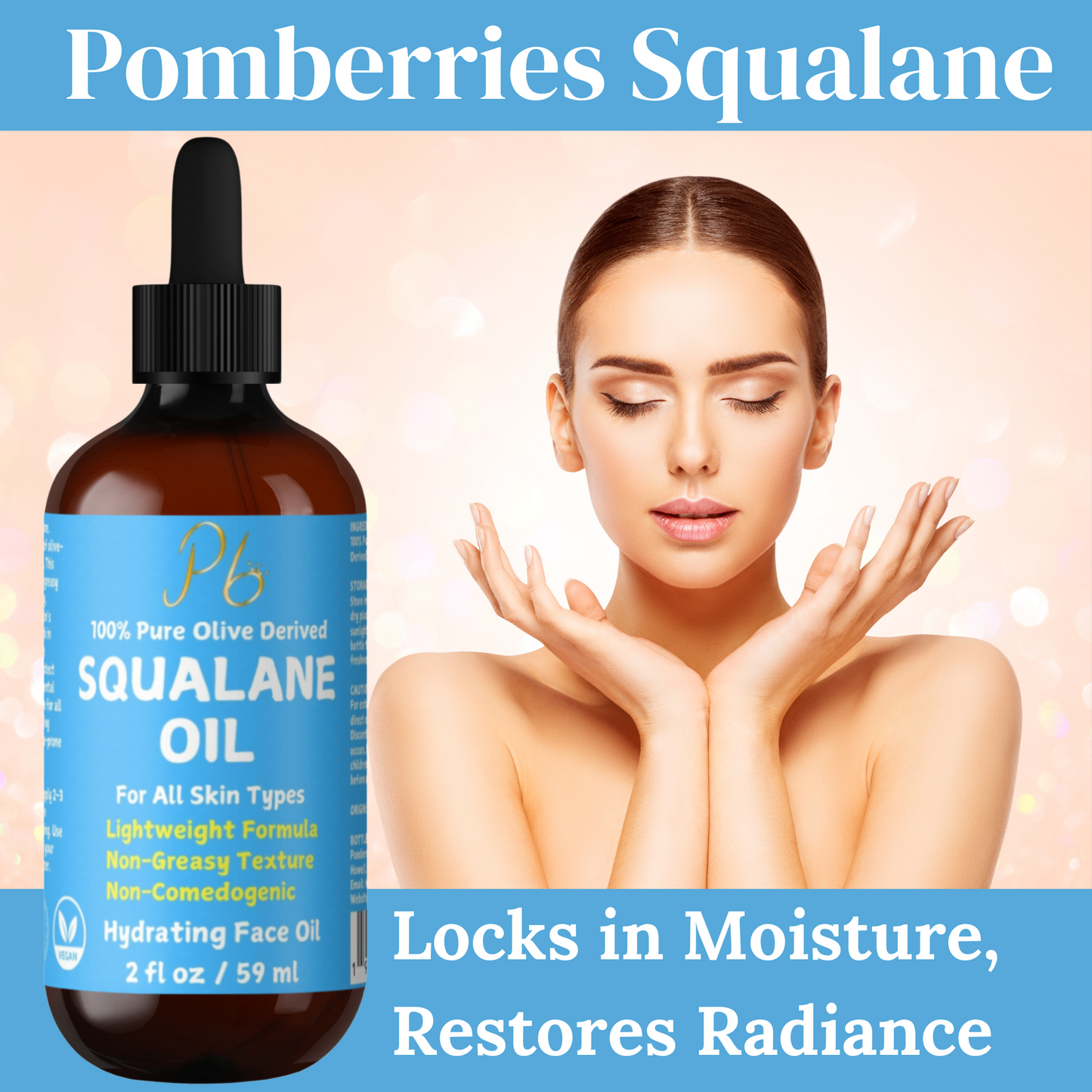 Squalane Oil Derived from Organic Olives, Moisturizer for Face, Skin & Hair, Face Oil, Anti-Aging, Plumping, Firming, Natural Body Oil, Squalne Oil for Face, Vegan 2 fl oz ( MADE IN USA )
