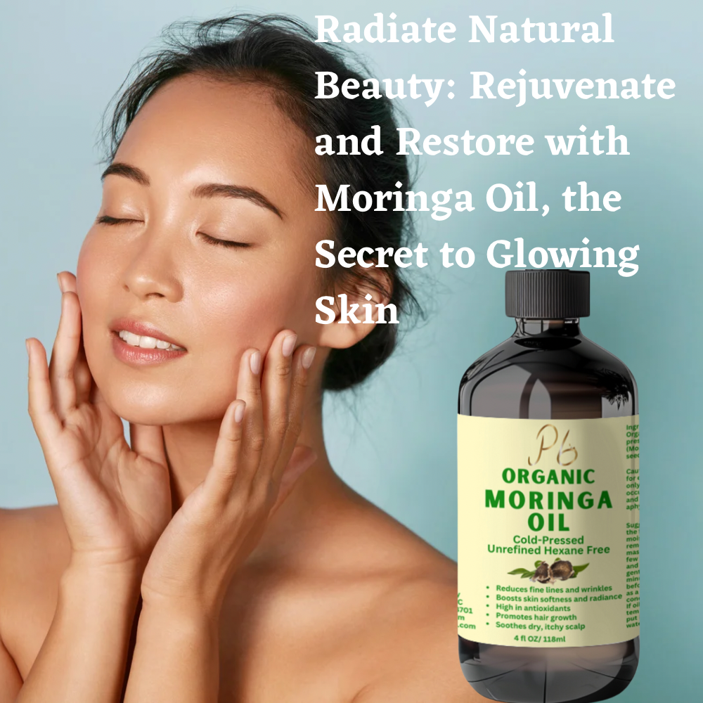 Premium Organic Cold-Pressed Moringa Oil, Unrefined & Nutrient-Rich for Skin, Hair & Body, Anti-Aging, Lightweight Face Oil, Natural Moisturizer 4 fl oz in Amber Glass Bottle