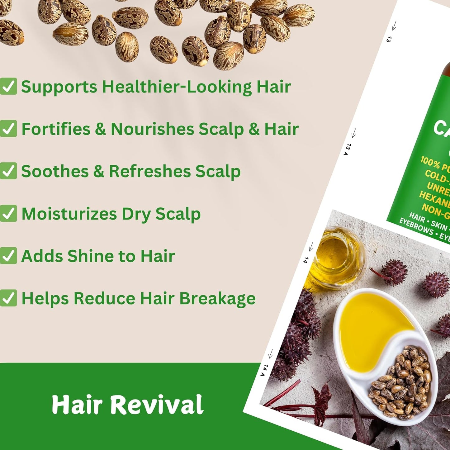 Castor Oil – Bulk Size 33.8 fl oz (1 Liter), 100% Pure, Cold-Pressed, Unrefined &amp; Hexane-Free | Hair Growth Oil, Eyelash &amp; Eyebrow Serum, Skin &amp; Scalp Moisturizer, Carrier Oil, Castor Oil Pack Wrap