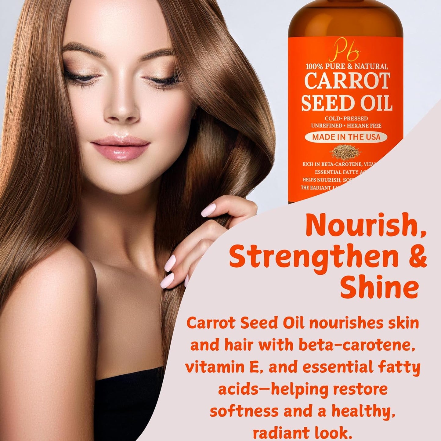 Pomberries Carrot Seed Oil – 100% Pure Cold-Pressed Carrier Oil for Face, Hair & Skin – Hexane-Free Natural Moisturizer, 4 fl oz Glass Bottle, Made in USA