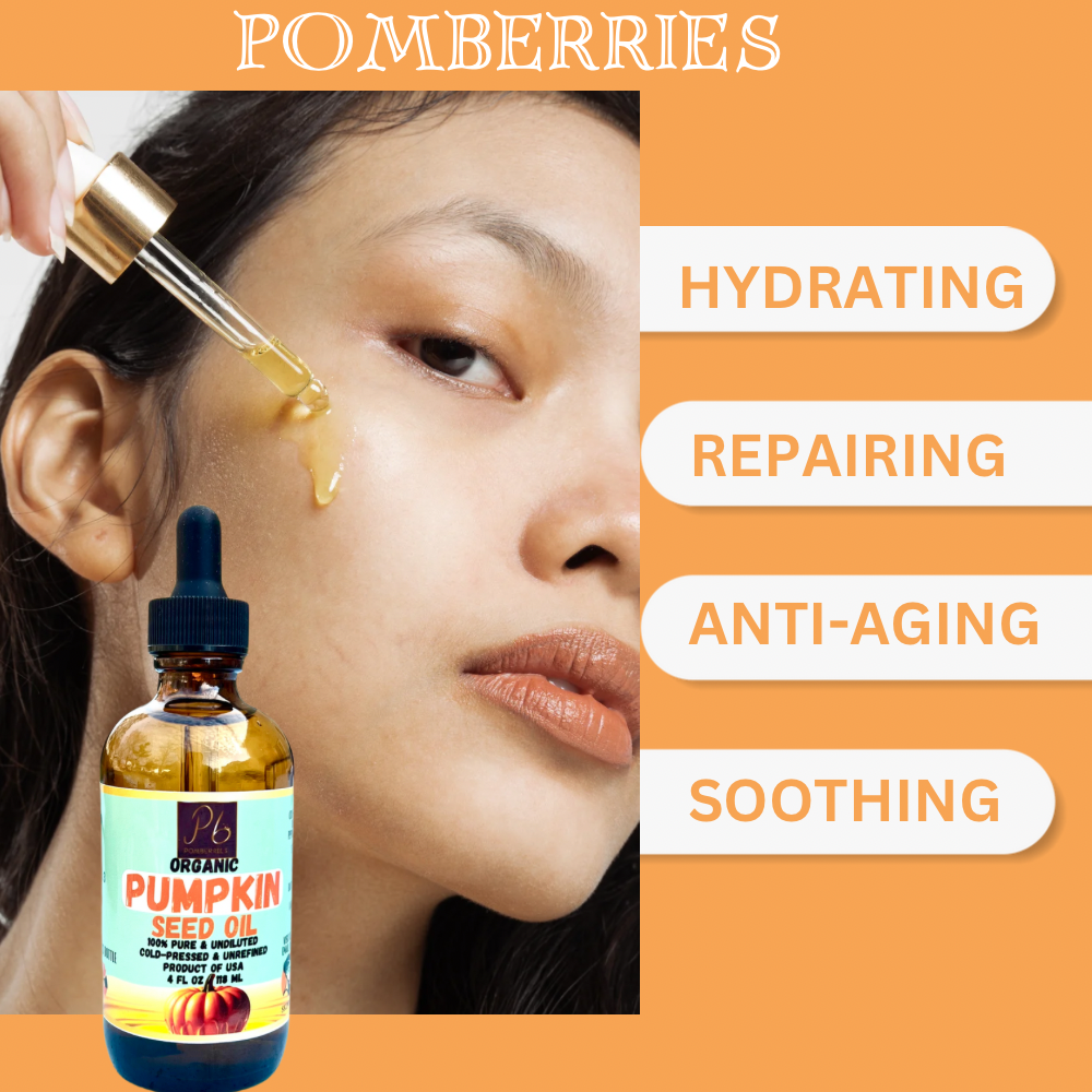 Pomberries Organic Cold-Pressed Pumpkin Seed Oil for Hair and Skin Care