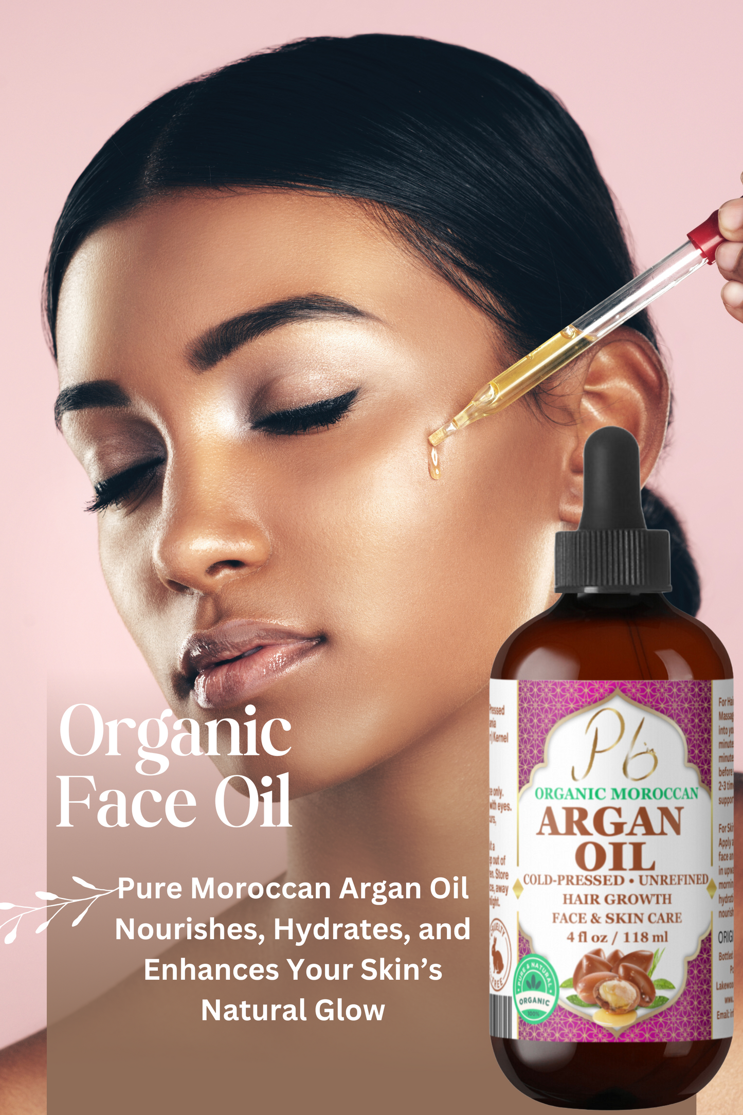 Organic Moroccan Argan Oil, 100% Pure Argan Oil, Cold Pressed Virgin Premium Grade Natural Moisturizer Treatment For Dry, Damaged Skin, Hair, Face, Body & Scalp, Argan Face Oil - Men & Women 4 fl oz