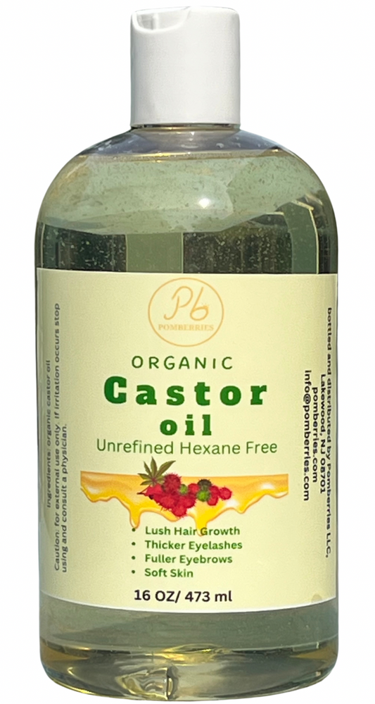 Organic Castor Oil for Hair, Eyebrows, Lashes, Skin & Nail, USP Grade Hexane Free 100% Pure Premium Castor Oil 16 fl oz