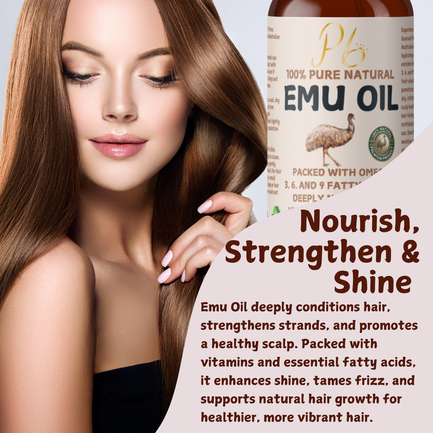 Emu Oil- 100% Pure Natural Australian Emu Oil, Refined, Unscented, Anti-Aging Skin Moisturizer, Hydrating Face & Body Oil, Emu Oil for Pain Relief