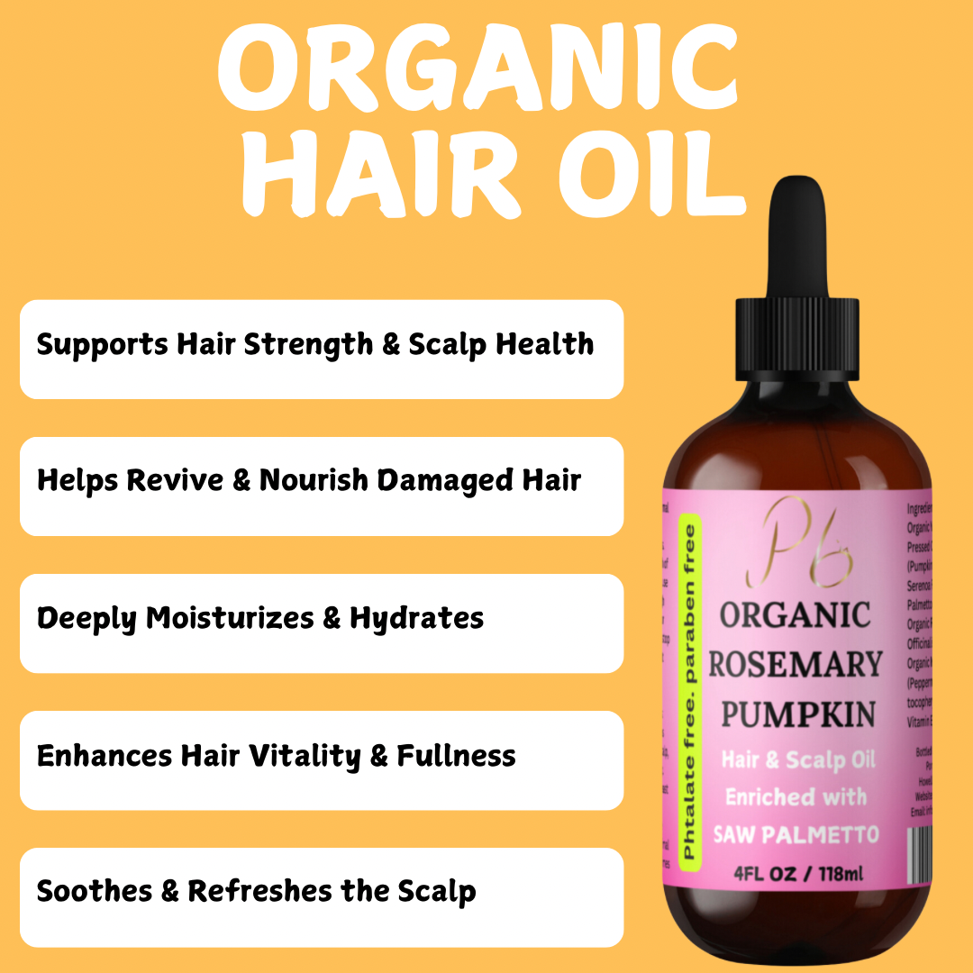 Organic Rosemary Mint Scalp & Hair Repair and Growth Oil With Organic Pumpkin Seed Oil, Organic Peppermint Essential Oil, Saw Palmetto Oil 4 fl oz