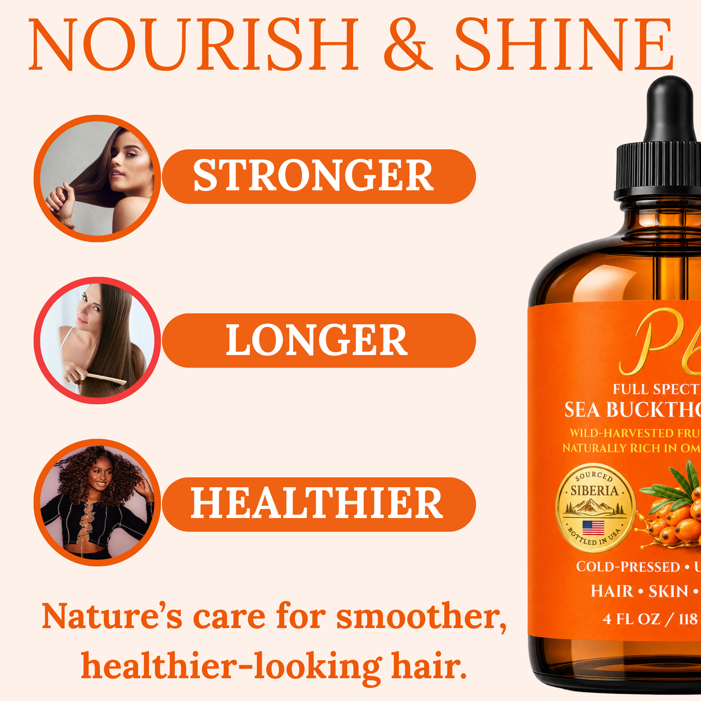 Pomberries Sea Buckthorn Face Oil | 4 fl oz Amber Glass | Unrefined, Cold-Pressed, Helps Reduce Fine Lines, Supports Radiant Skin