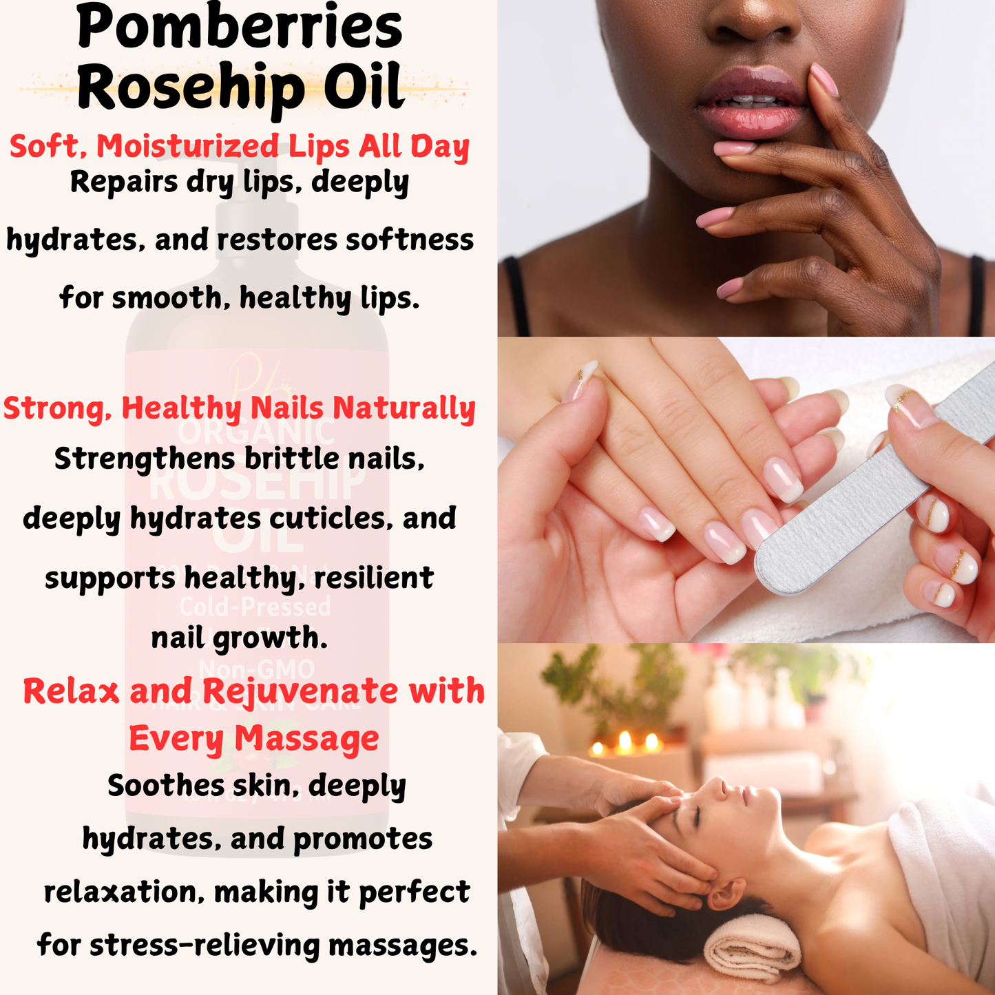 Organic Cold Pressed Rosehip Oil – 16 fl oz | Unrefined, Hexane-Free, Glass Bottle with Pump | Face, Body & Hair Moisturizer | Skin Brightening | Anti-Aging | Dark Spot Support