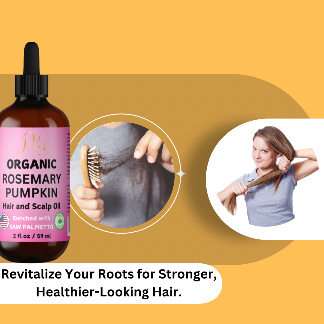 Organic Rosemary Hair Oil, Hair & Scalp Oil with Saw Palmetto, Peppermint, Pumpkin Seed & Vitamin E, Organic Nourishing Hair Serum 2 fl oz