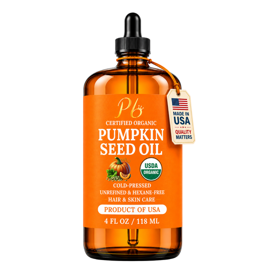 Pomberries USDA Organic Pumpkin Seed Oil 4 fl oz – Cold-Pressed, Unrefined – Hair & Skin Oil – Glass Bottle – Made in USA