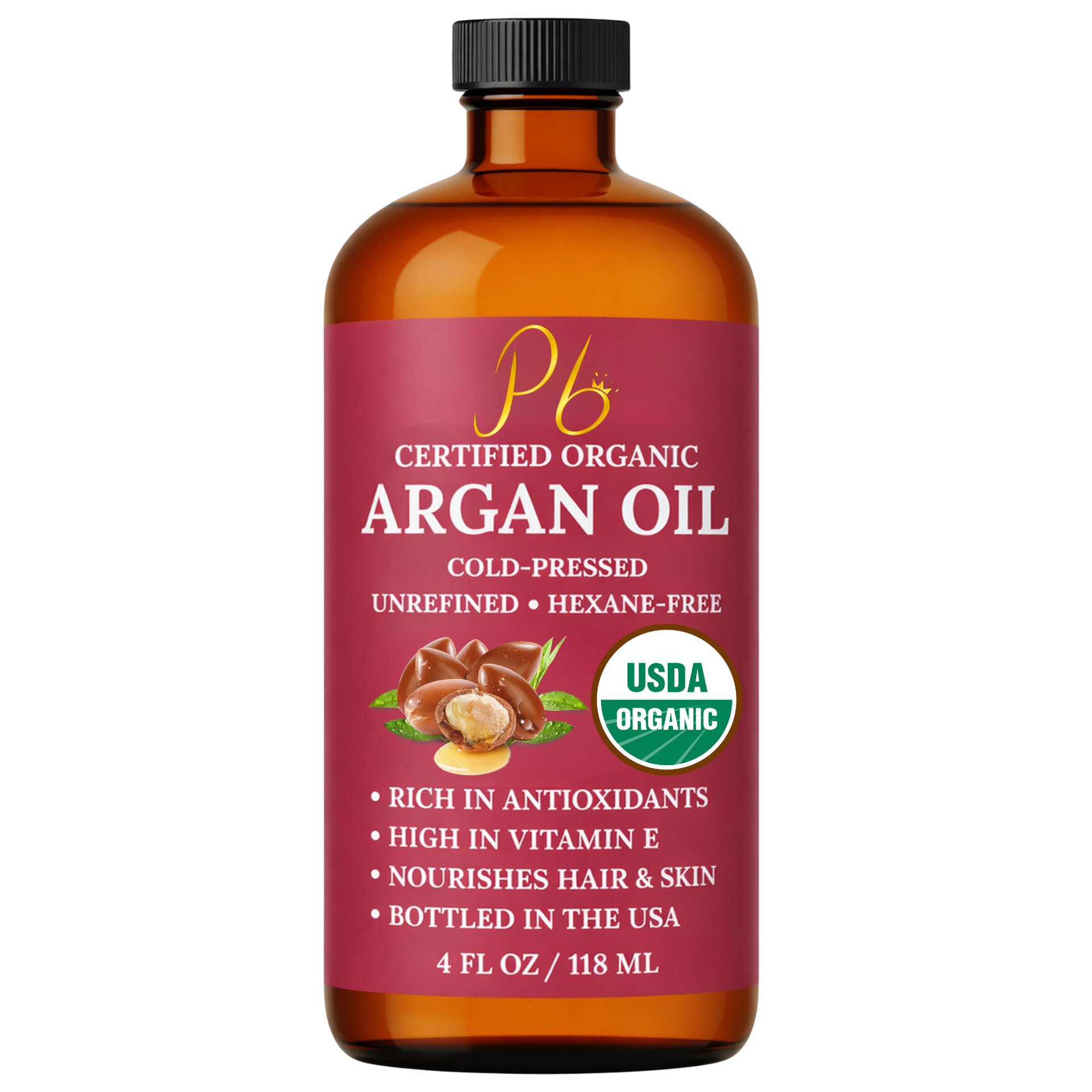 Pomberries USDA Organic Argan Oil 4 fl oz – Cold-Pressed