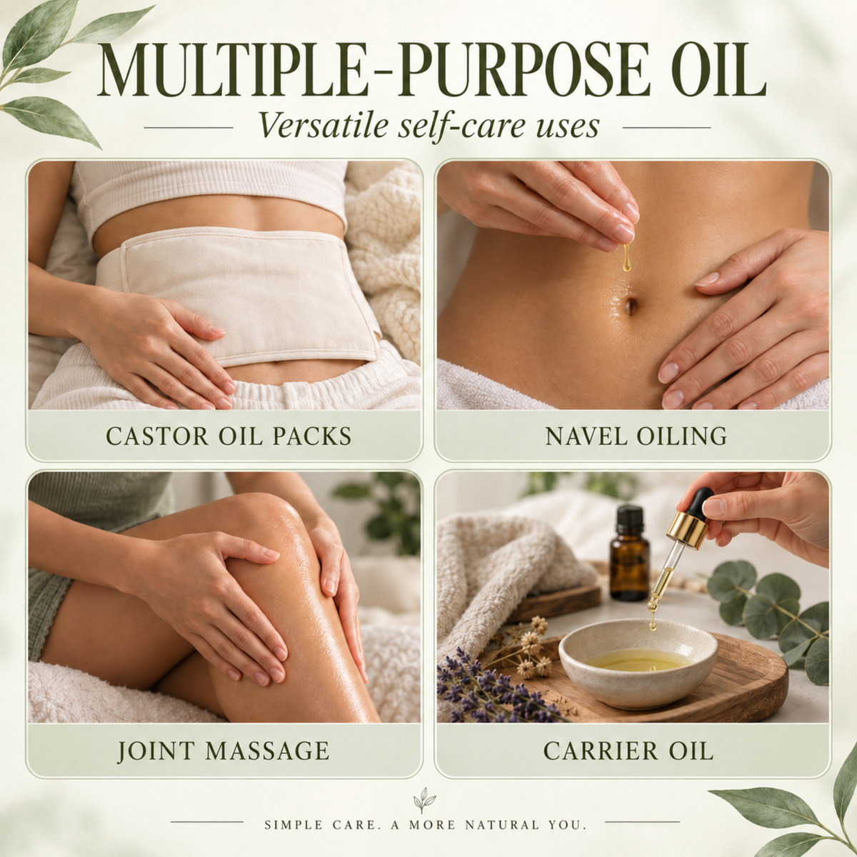 Pomberries USDA Organic Castor Oil 16 Fl Oz + Rosemary Essential Oil 10 mL, Cold-Pressed Glass Pump Bottle