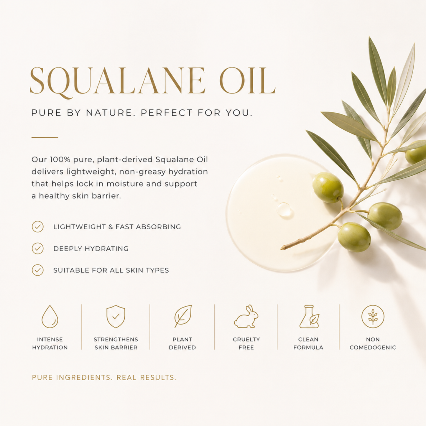 Squalane Oil - 100% Pure Olive Derived Facial Serum 2 fl oz