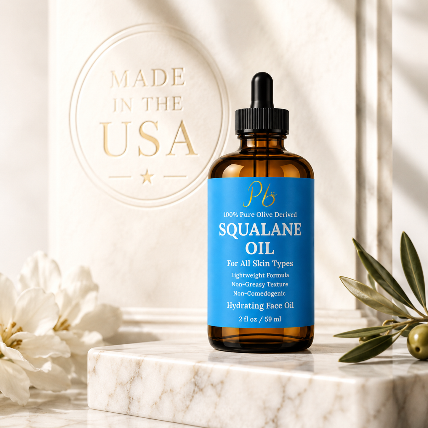 Squalane Oil - 100% Pure Olive Derived Facial Serum 2 fl oz