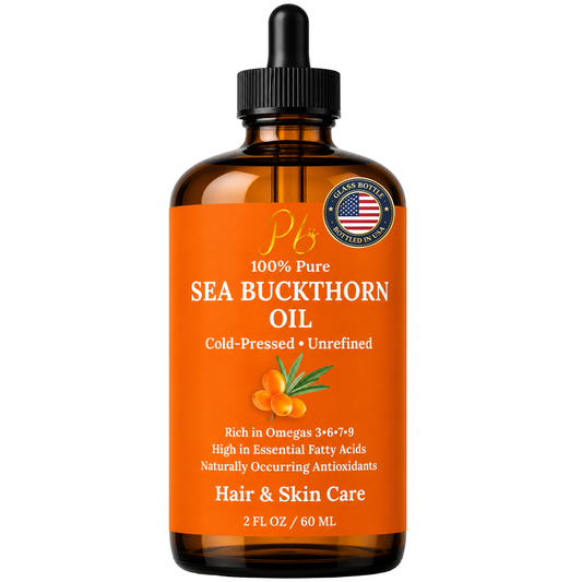 Sea Buckthorn Seed Oil – 100% Pure, Cold-Pressed & Unrefined | Natural Moisturizer for Face, Hair, Skin & Nails – Radiance & Youthful Glow – 2 fl oz Amber Glass Bottle