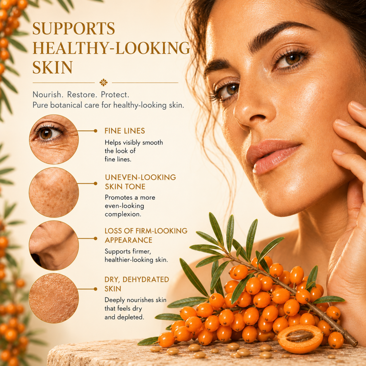Sea Buckthorn Seed Oil – 100% Pure, Cold-Pressed & Unrefined | Natural Moisturizer for Face, Hair, Skin & Nails – Radiance & Youthful Glow – 2 fl oz Amber Glass Bottle