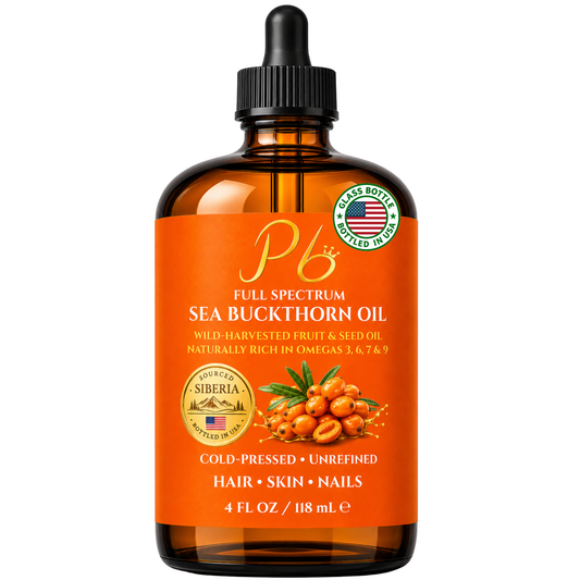 Pomberries Sea Buckthorn Face Oil | 4 fl oz Amber Glass | Unrefined, Cold-Pressed, Helps Reduce Fine Lines, Supports Radiant Skin