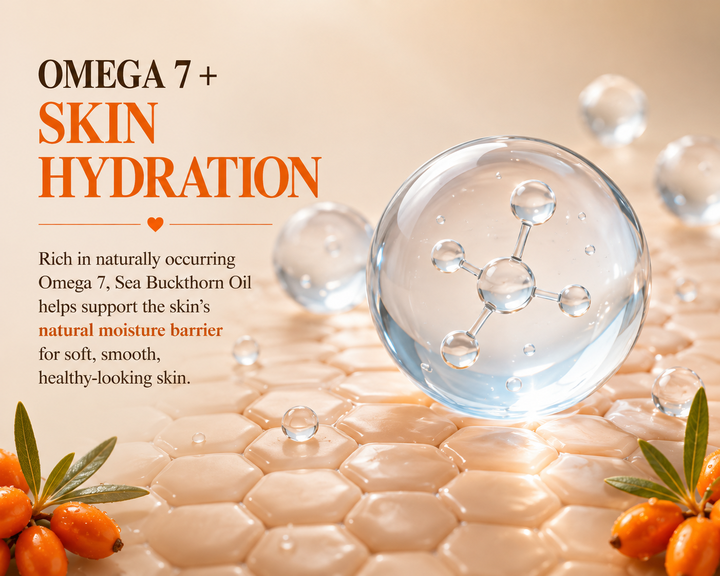 Pomberries Sea Buckthorn Face Oil | 4 fl oz Amber Glass | Unrefined, Cold-Pressed, Helps Reduce Fine Lines, Supports Radiant Skin